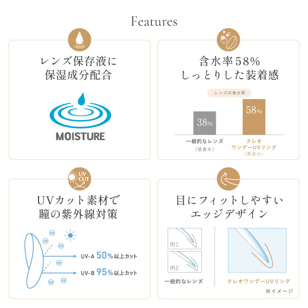 【送料無料】クレオワンデーUV RING　30枚　4箱セット　ナチュラルブラウン